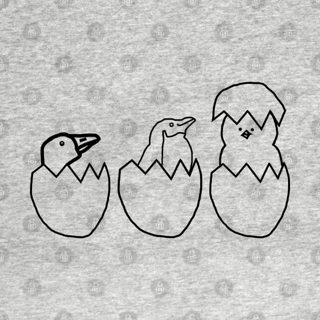 Three Easter Eggs Hatching Birds Minimal by ellenhenryart